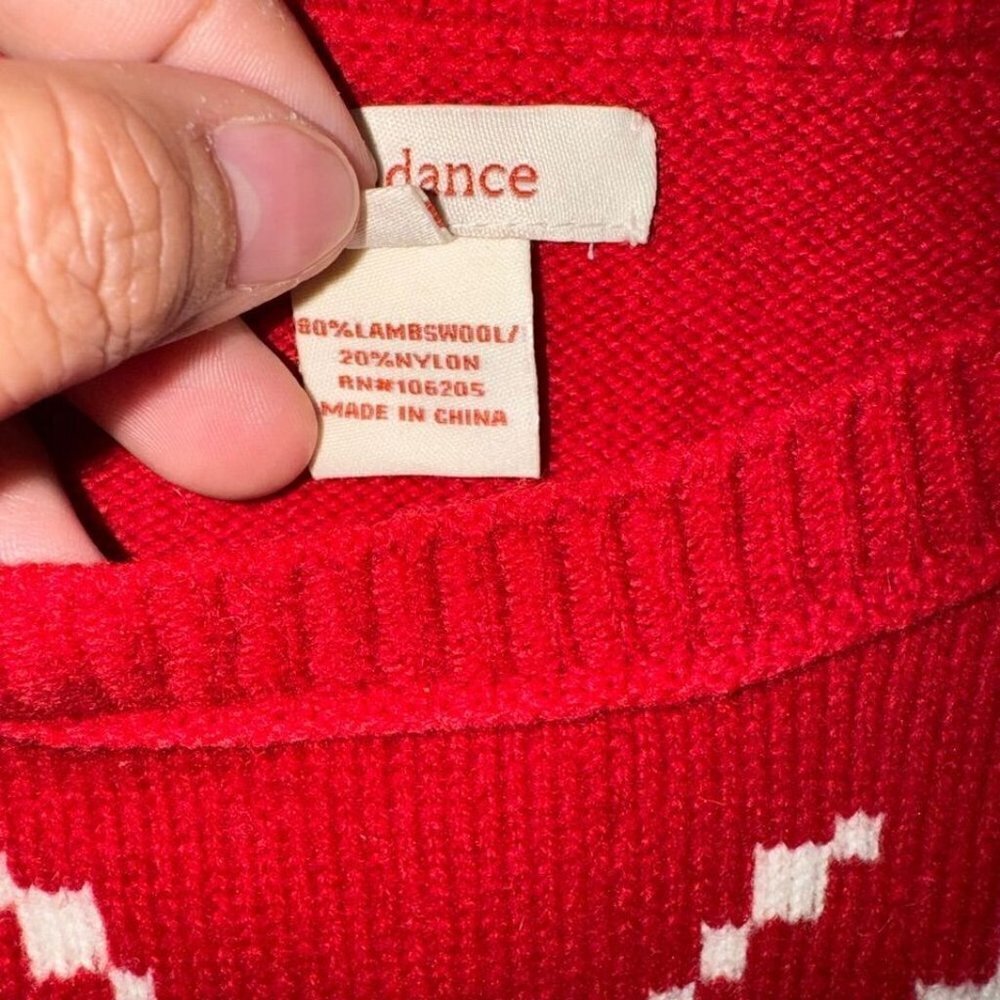 Women's Sundance Red Snowflake Wool Blend Sweater… - image 4